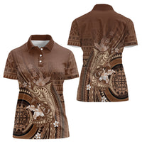 Samoa Tatau Marlin Women Polo Shirt With Siapo Motifs Brown LT05 - Polynesian Pride