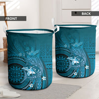 Samoa Tatau Marlin Laundry Basket With Siapo Motifs Teal LT05 - Polynesian Pride
