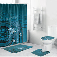 Samoa Tatau Marlin Bathroom Set With Siapo Motifs Teal LT05 Bathroom Set (4 pcs) Teal - Polynesian Pride