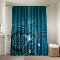 Samoa Tatau Marlin Bathroom Set With Siapo Motifs Teal LT05 Shower Curtain Only Teal - Polynesian Pride