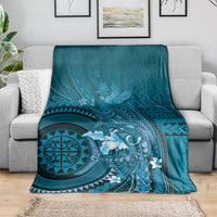 Samoa Tatau Marlin Blanket With Siapo Motifs Teal LT05 - Polynesian Pride