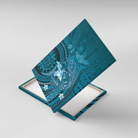 Samoa Tatau Marlin Canvas Wall Art With Siapo Motifs Teal LT05 With Frame Teal - Polynesian Pride