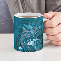 Samoa Tatau Marlin Ceramic Mug With Siapo Motifs Teal LT05 - Polynesian Pride
