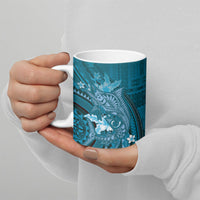 Samoa Tatau Marlin Ceramic Mug With Siapo Motifs Teal LT05 - Polynesian Pride