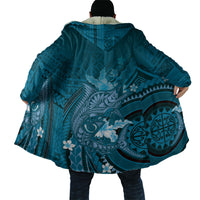 Samoa Tatau Marlin Cloak With Siapo Motifs Teal LT05 - Polynesian Pride
