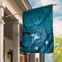 Samoa Tatau Marlin Garden Flag With Siapo Motifs Teal LT05 House Flag Teal - Polynesian Pride