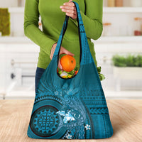 Samoa Tatau Marlin Grocery Bag With Siapo Motifs Teal LT05 - Polynesian Pride