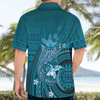 Samoa Tatau Marlin Hawaiian Shirt With Siapo Motifs Teal LT05 - Polynesian Pride