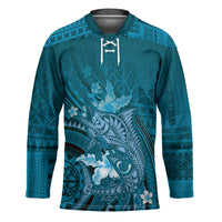 Samoa Tatau Marlin Hockey Jersey With Siapo Motifs Teal LT05 Unisex Teal - Polynesian Pride