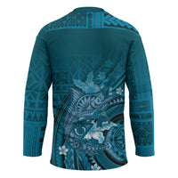 Samoa Tatau Marlin Hockey Jersey With Siapo Motifs Teal LT05 - Polynesian Pride