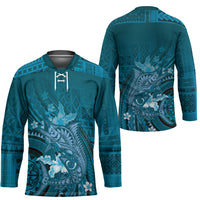 Samoa Tatau Marlin Hockey Jersey With Siapo Motifs Teal LT05 - Polynesian Pride