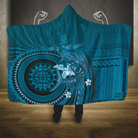 Samoa Tatau Marlin Hooded Blanket With Siapo Motifs Teal LT05 - Polynesian Pride