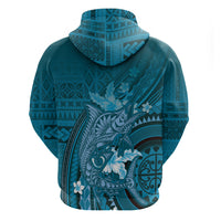 Samoa Tatau Marlin Hoodie With Siapo Motifs Teal LT05 - Polynesian Pride