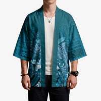 Samoa Tatau Marlin Kimono With Siapo Motifs Teal LT05 - Polynesian Pride