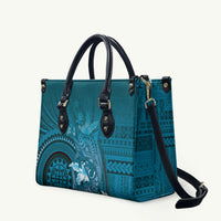 Samoa Tatau Marlin Leather Bag With Siapo Motifs Teal LT05 Teal - Polynesian Pride