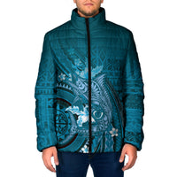 Samoa Tatau Marlin Padded Jacket With Siapo Motifs Teal LT05 Men Teal - Polynesian Pride