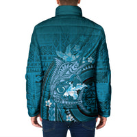 Samoa Tatau Marlin Padded Jacket With Siapo Motifs Teal LT05 - Polynesian Pride