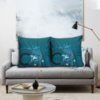 Samoa Tatau Marlin Pillow Cover With Siapo Motifs Teal LT05 - Polynesian Pride