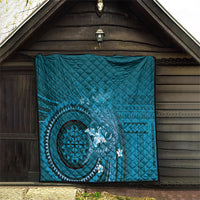 Samoa Tatau Marlin Quilt With Siapo Motifs Teal LT05 - Polynesian Pride