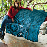 Samoa Tatau Marlin Quilt With Siapo Motifs Teal LT05 - Polynesian Pride