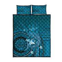 Samoa Tatau Marlin Quilt Bed Set With Siapo Motifs Teal LT05 - Polynesian Pride