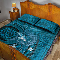 Samoa Tatau Marlin Quilt Bed Set With Siapo Motifs Teal LT05 - Polynesian Pride