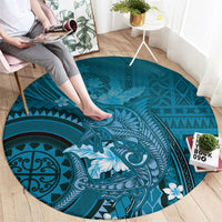 Samoa Tatau Marlin Round Carpet With Siapo Motifs Teal LT05 - Polynesian Pride