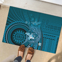 Samoa Tatau Marlin Rubber Doormat With Siapo Motifs Teal LT05 - Polynesian Pride