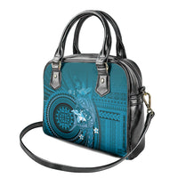Samoa Tatau Marlin Shoulder Handbag With Siapo Motifs Teal LT05 - Polynesian Pride
