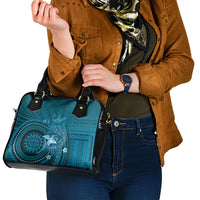 Samoa Tatau Marlin Shoulder Handbag With Siapo Motifs Teal LT05 - Polynesian Pride