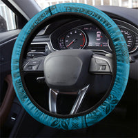 Samoa Tatau Marlin Steering Wheel Cover With Siapo Motifs Teal LT05 - Polynesian Pride