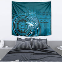Samoa Tatau Marlin Tapestry With Siapo Motifs Teal LT05 - Polynesian Pride