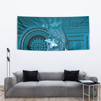Samoa Tatau Marlin Tapestry With Siapo Motifs Teal LT05 - Polynesian Pride