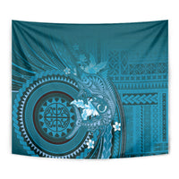 Samoa Tatau Marlin Tapestry With Siapo Motifs Teal LT05 - Polynesian Pride