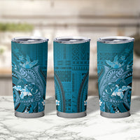 Samoa Tatau Marlin Tumbler Cup With Siapo Motifs Teal LT05 - Polynesian Pride