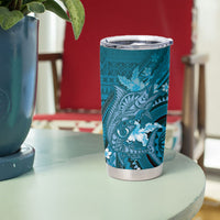 Samoa Tatau Marlin Tumbler Cup With Siapo Motifs Teal LT05 - Polynesian Pride