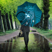 Samoa Tatau Marlin Umbrella With Siapo Motifs Teal LT05 - Polynesian Pride