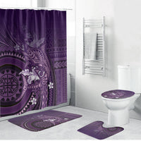 Samoa Tatau Marlin Bathroom Set With Siapo Motifs Violet LT05 Bathroom Set (4 pcs) Violet - Polynesian Pride