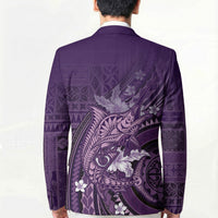 Samoa Tatau Marlin Blazer With Siapo Motifs Violet LT05 - Polynesian Pride