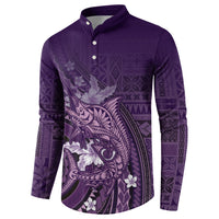 Samoa Tatau Marlin Button Sweatshirt With Siapo Motifs Violet LT05 - Polynesian Pride