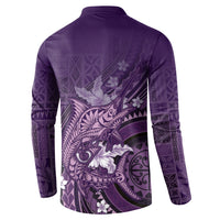 Samoa Tatau Marlin Button Sweatshirt With Siapo Motifs Violet LT05 - Polynesian Pride