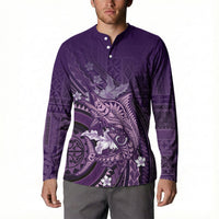 Samoa Tatau Marlin Button Sweatshirt With Siapo Motifs Violet LT05 - Polynesian Pride