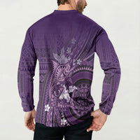 Samoa Tatau Marlin Button Sweatshirt With Siapo Motifs Violet LT05 - Polynesian Pride