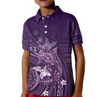 Samoa Tatau Marlin Kid Polo Shirt With Siapo Motifs Violet LT05 Kid Violet - Polynesian Pride