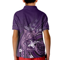 Samoa Tatau Marlin Kid Polo Shirt With Siapo Motifs Violet LT05 - Polynesian Pride