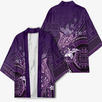 Samoa Tatau Marlin Kimono With Siapo Motifs Violet LT05 - Polynesian Pride