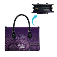 Samoa Tatau Marlin Leather Bag With Siapo Motifs Violet LT05 - Polynesian Pride