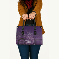 Samoa Tatau Marlin Leather Bag With Siapo Motifs Violet LT05 - Polynesian Pride