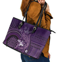 Samoa Tatau Marlin Leather Tote Bag With Siapo Motifs Violet LT05 - Polynesian Pride