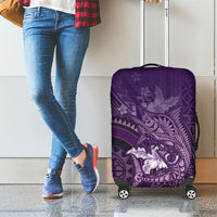 Samoa Tatau Marlin Luggage Cover With Siapo Motifs Violet LT05 - Polynesian Pride